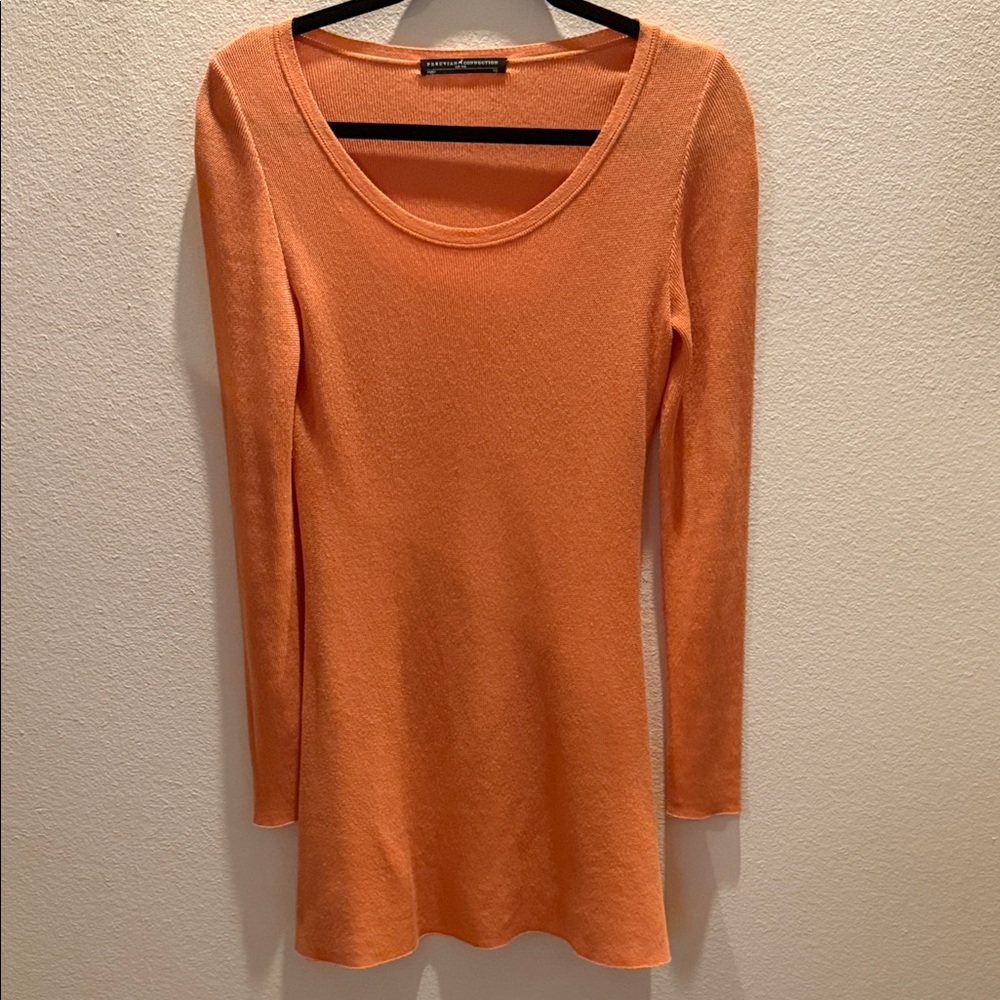 Peruvian Connection Vibrant Orange Knit Dress Size XS